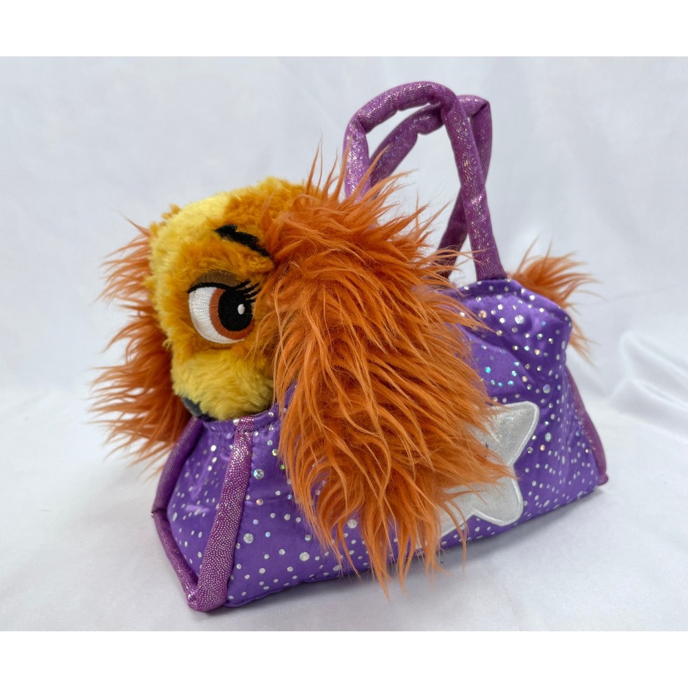 Disney Parks Lady & the Tramp Plush Cocker Spaniel Dog Purple Bag Tote Vtg